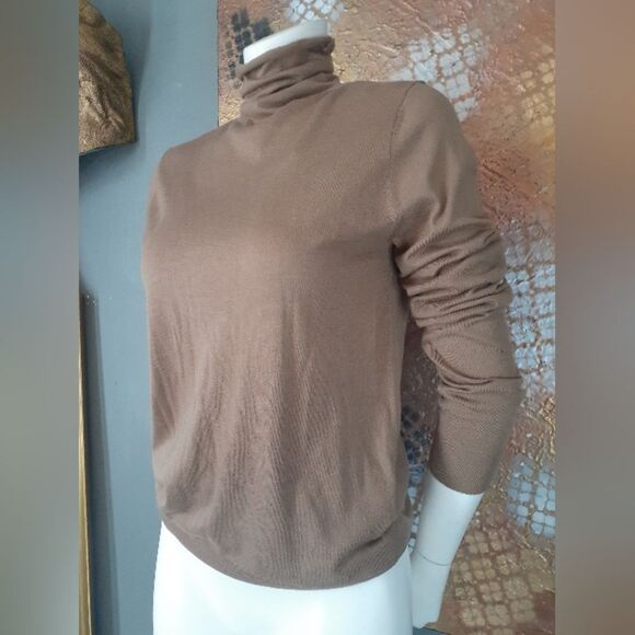 Nwt Zara Tan Wool Blend Turtle Neck Sweater - Picture 8 of 12